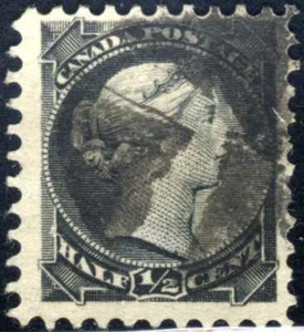 1882 Canada🍁Postage Stamp 1/2 cent Queen Victoria black #34 USED INV#GB - Picture 1 of 2