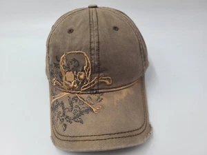 Skull Crossbones Carbon Distressed Flex Fitted (Seems S-M) Hat Cap Dad Men Women - Picture 1 of 15