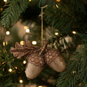 Amber Glitter Acorn Christmas Ornament XMAS Tree Décor Great Gift Idea - Picture 1 of 3
