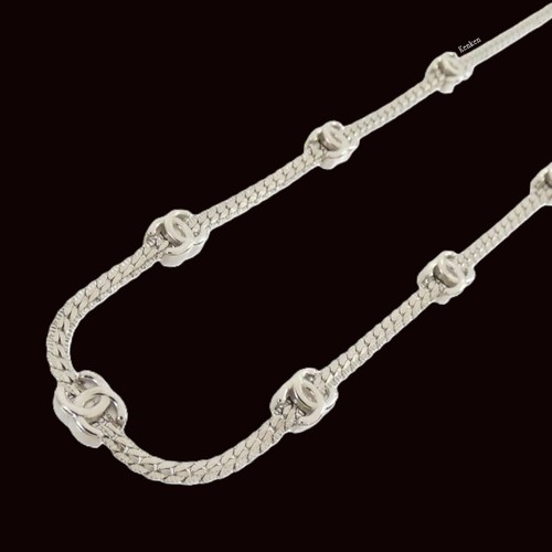 CHANEL Collana Ciondolo Girocollo AUTENTICA Kenkenjp Argento Logo Catena Vintage Rara