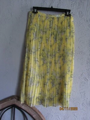 Alex Marie Nuevo Con Etiquetas Talla 6 Amarillo Plisado Gasa Sobre Slip Midi Falda Estampado Floral Foto 1 de 4