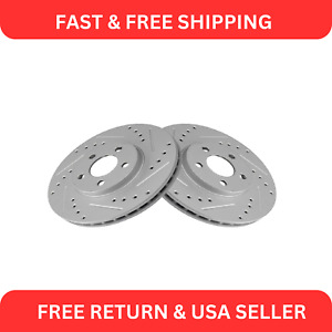 Performance Brake Rotor Drilled Slotted Front Coated Pair for Chrysler