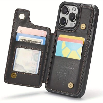 CYBERLAND For iPhone 16 15 14 13 12 11 Pro Max Plus XR XS Max Wallet Case with Card Holder