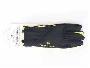 Ronhill Wind-Block Glove Large L Black/Yellow Windproof Smart-Tip Toweling Thumb
