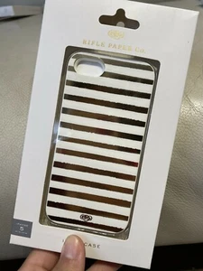 IPhone 5/ 5s/ SE 1st Gen Slim Case White With Gold Stripes Design - Picture 1 of 4