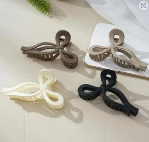 4 PCS Bow Hair Clips Bow Claw Clip, Black, Coffee Brown, White, Dark Brown - Picture 1 of 6