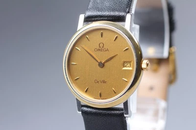 Vintage 1993 Omega De Ville Cal.1379 Gold Dial Quartz Herrenuhr [Exc+5] Japan - Bild 1 von 4