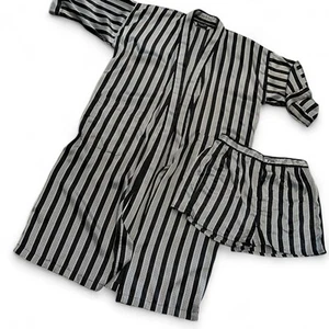 Set accappatoio vintage Christian Dior Monsieur uomo nero argento boxer cappotto fumo raso - Foto 1 di 19