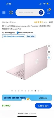 Ноутбук HP 14 дюймов — RAM 4 ГБ — розовое золото — работает отлично — зарядное устройство в комплекте - Изображение 1 из 4