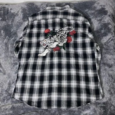 Parche Adam Levine Franela Cuadros Blanco Tigre Rosa Raro Para Hombre XL Foto 1 de 4