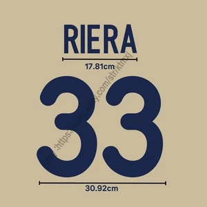 2001/02 Barcelona Away Name Set – Riera #33 Heat Transfer Patch Fan Made - Picture 1 of 2