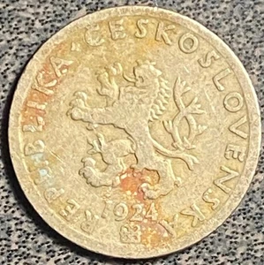 1924 Czechoslovakia 20 Haleru Coin - Picture 1 of 2