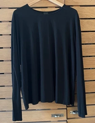 Blusa Top Camisa Eileen Fisher Negra 100% Seda Manga Larga Cuello Redondo Talla 2X Foto 1 de 4