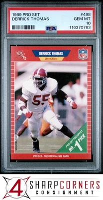 1989 PRO SET #498 DERRICK THOMAS RC CHIEFS HOF PSA 10 - Image 1 of 3