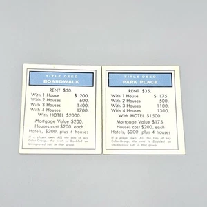 Parker Brothers 1961 Vintage Monopoly #9 Juego de Mesa Repuesto 2 Drk Blue Deeds - Imagen 1 de 5