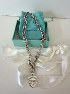 Tiffany & Co. Sterling Silber Herz Anhänger Kette Glieder Halsreif - Bild 1 von 8