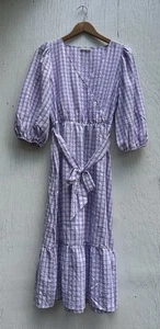 New Ex Dorothy Perkins Lilac Gingham Check Dress Size 10-20 - Picture 1 of 5