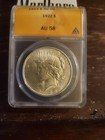 1922 S PEACE DOLLAR AU 58 ANACS SILVER $1 COIN