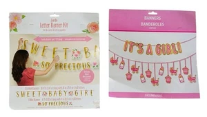 NWT “Sweet Baby Girl” “Its A Girl” Pink Baby Shower Party Decoration Banners - Picture 1 of 2