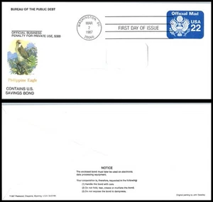 1987 Official Mail 22c window stationery Sc UO75 FDC with Fleetwood cachet - Picture 1 of 1