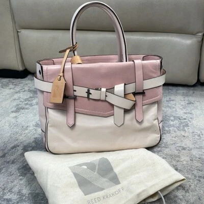 Reed Krakoff цвет блок боксера сумка с короткими ручками розовый кремовый кожаный - Изображение 1 из 4