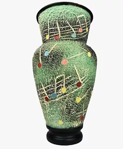 🟨 Vintage Hand Decoreted Vase 50s 60s Portaombrelli Vaso Alluminio Note Musica - Foto 1 di 22