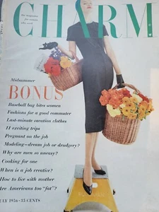 1956 Charm Fashion Magazine portada solo cestas de flores moda - Imagen 1 de 1