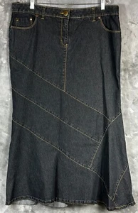 Bisou Bisou Long Dk Blue Denim Bias Cut Jean Maxi Skirt sz 18W (15024) - Picture 1 of 5