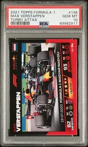 2021 Topps Formula 1 Turbo Attax 158 Max Verstappen PSA10 - Picture 1 of 2