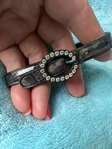 Bracciale BOTTEGA VENETA pelle grigia cristallo strass misura S autentico