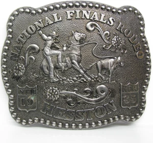1985 Vintage Hesston National Finals Rodeo Belt Buckle 3rd Edition Fred Fellows - Picture 1 of 5