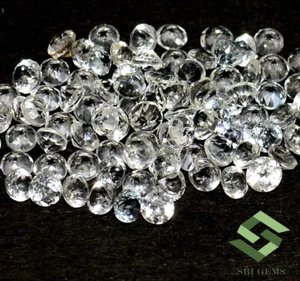 Lote de 50 piezas de piedras preciosas sueltas de topacio blanco natural de 3 mm 8,03 CTS - Imagen 1 de 6