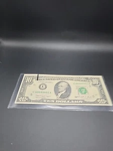((Gutter Fold Error)) $10 1990 Federal Reserve Note - Picture 1 of 8