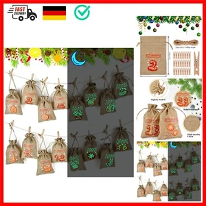 Adventskalender zum Befüllen, Weihnachtskalender 2024 Jutesäckchen 15 x 10cm,... - Bild 1 von 11