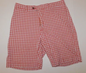 Cremieux Mens Shorts Size 33 Flat Front Red White Blue Plaid - Picture 1 of 7