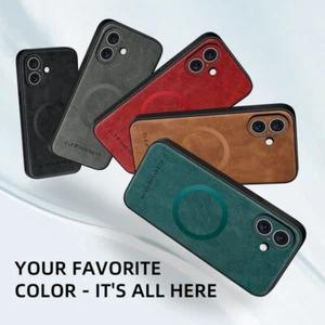 For iPhone 16 15 Pro Max 14 13 12 11 Shockproof Magnetic Leather Soft Case Cover - Picture 1 of 17
