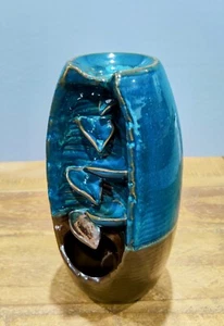 Cone Incense Waterfall Burner Backflow Smoke Censer Holder Teal Blue 8" x 4" - Picture 1 of 5
