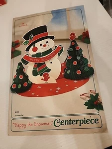1983 Hallmark Schneemann Herzstück Waben Deko Vintage Kitschig Weihnachten - Bild 1 von 3