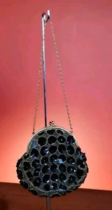Rare Vintage Sequin Beaded Chain Strap Small Fabric Evening Bag 1950's France - Picture 1 of 15