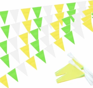 Yellow Green White Pennant Banner Triangle Flag Bunting Garland Decorations for - Picture 1 of 6