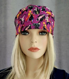 DEMON SLAYER ANIME PURPLE  MEDICAL NURSE SCRUB CAP ( 2 SIZE SELECTION )  - Picture 1 of 6