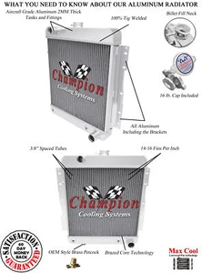 4 Row Performance Champion Radiator for 1958 Chevrolet Biscayne V8 Engine - Picture 1 of 4