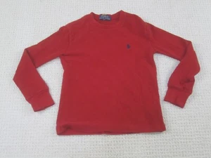 Polo Ralph Lauren Shirt Boys Small Red Crew Neck Little Blue Pony Cotton Long Sl - Picture 1 of 8