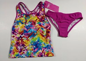 Speedo Girls Two Piece SwimSuit NEW WITH TAGS Pink Size 8 - Picture 1 of 7