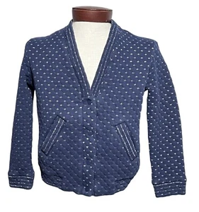Cyrillus Paris Navy Blue and Silver Stitched Detail Women's Small Quilted Jacket - Picture 1 of 7