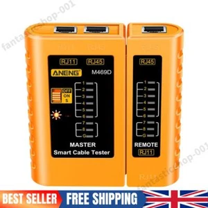 M469D RJ45 RJ11 Network Cable Tester Telephone Line Detector (Yellow) - Afbeelding 1 van 12