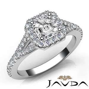 Anillo de compromiso de diamantes con halo de vástago dividido francés U pavé GIA F VVS2 1,21 quilates - Imagen 1 de 12