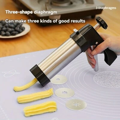 Máquina de galletas de acero inoxidable con 8 boquillas y 8 troqueles de flores Foto 1 de 4