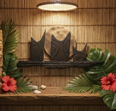 木制波利尼西亚提基船雕刻 — 第 1/4 张图片