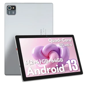 Tablet 10 Pollici Android 13 6GB RAM 64GB ROM Quad Core HD IPS Schermo WIFI 6 - Foto 1 di 8